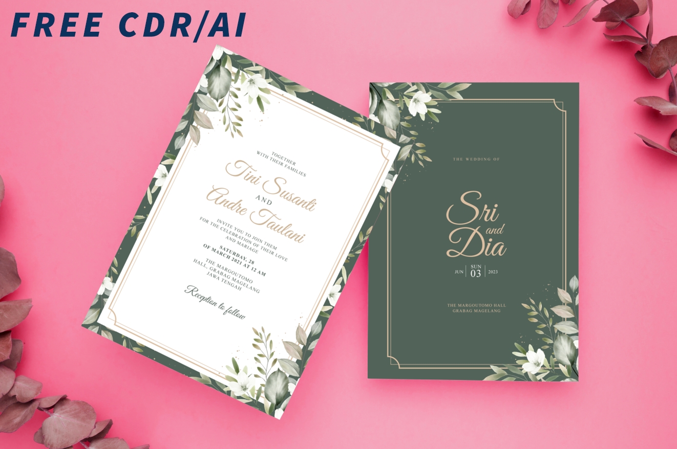 Download undangan pernikahan Siap edit CDR AI