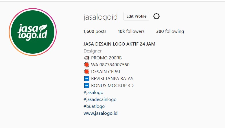 jasalogo.id dapat 10k follower di instagram Terima kasih
