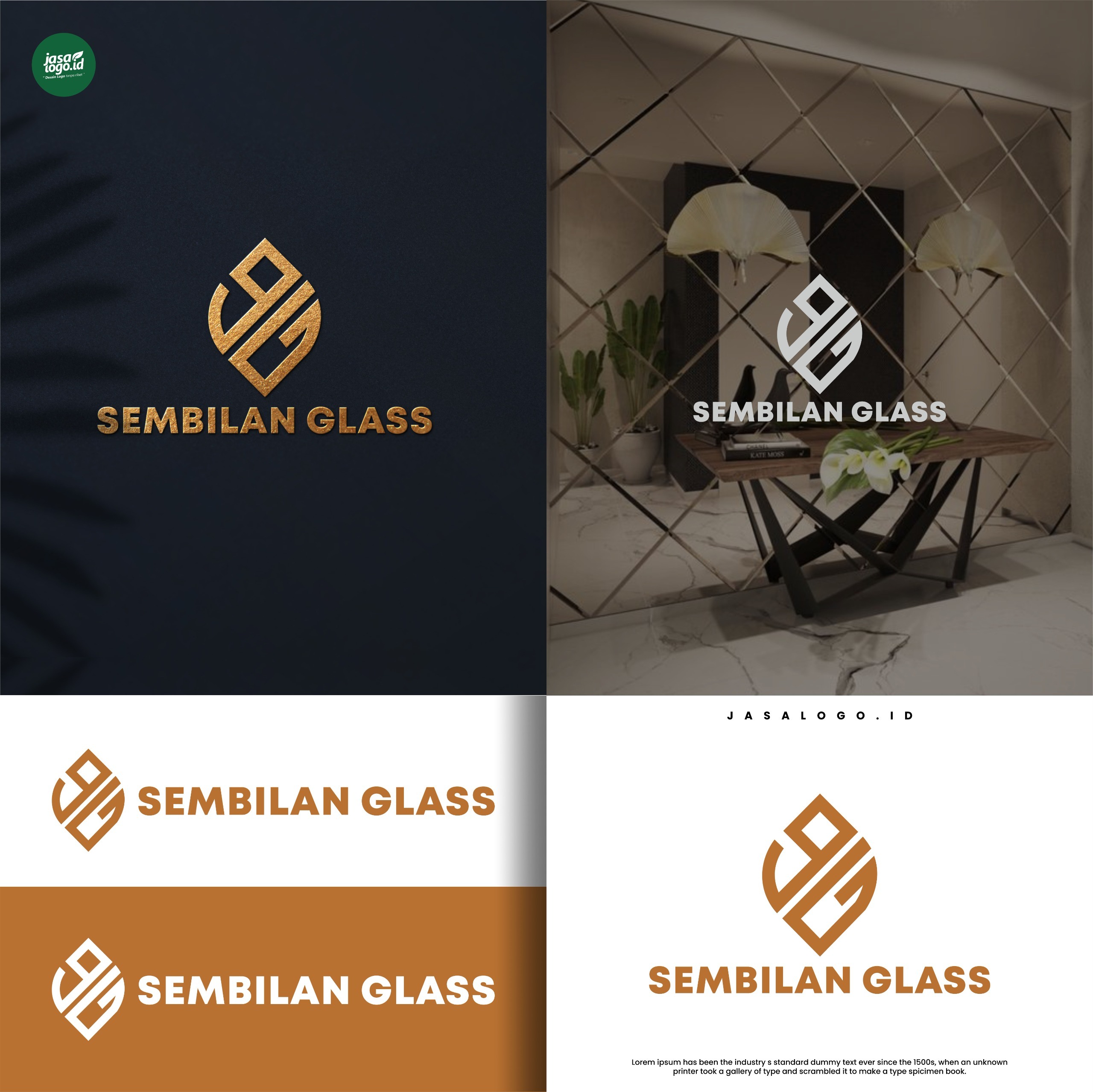 Logo Bisnis Kaca Klien Sembilan Gelas