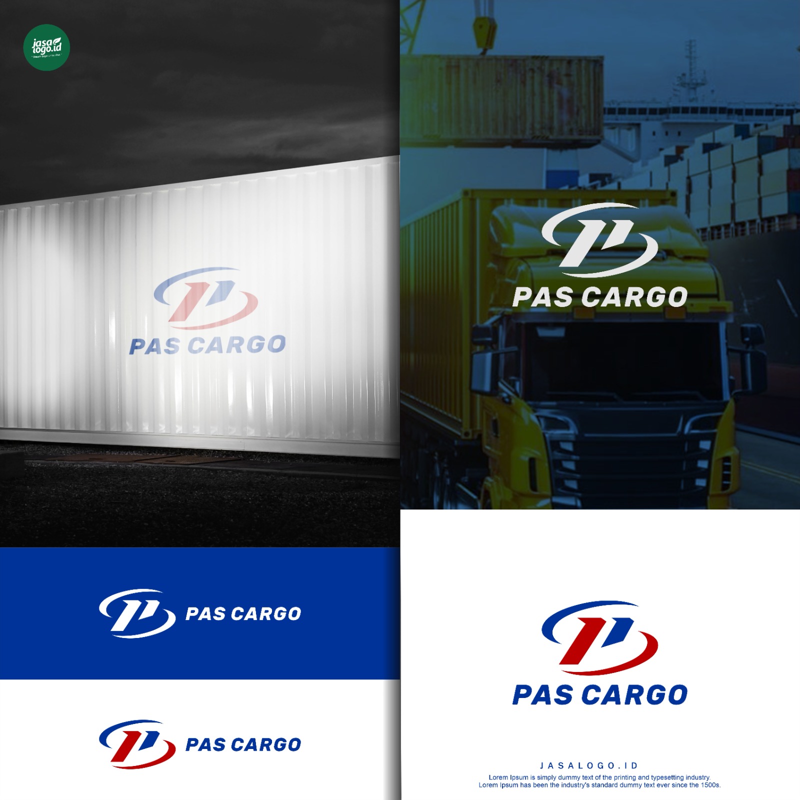 Desain Logo Pas Cargo Kombinasi Warna Kontras dalam Desain Logo Inisial