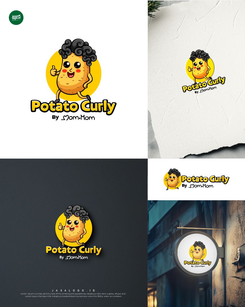 Desain logo Potato Curly Desain logo Potato Curly