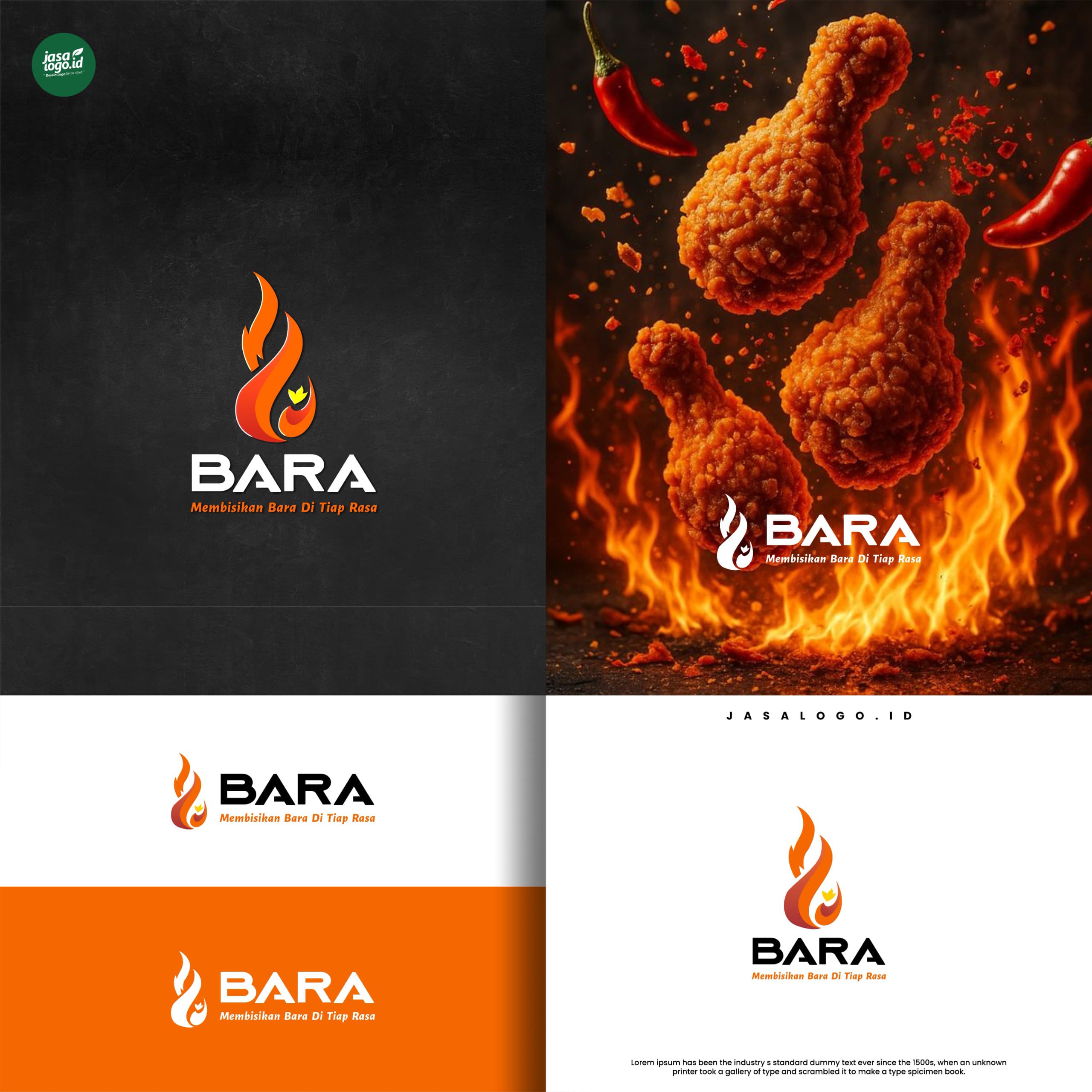 Desain Logo Ayam Goreng BARA Desain Logo Makanan Ayam Goreng BARA
