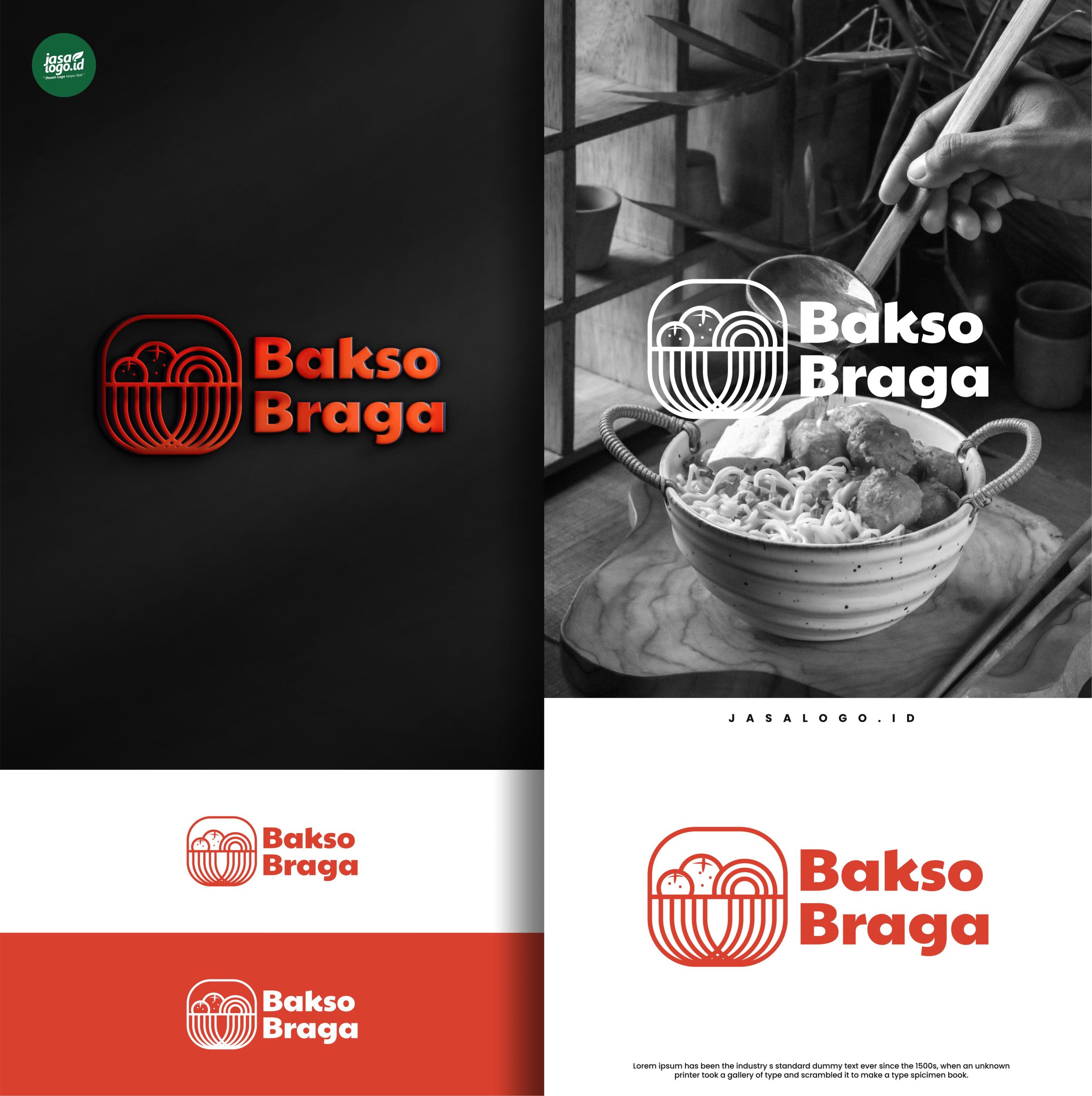 Desain Logo Bakso Braga Desain logo makanan Bakso Braga