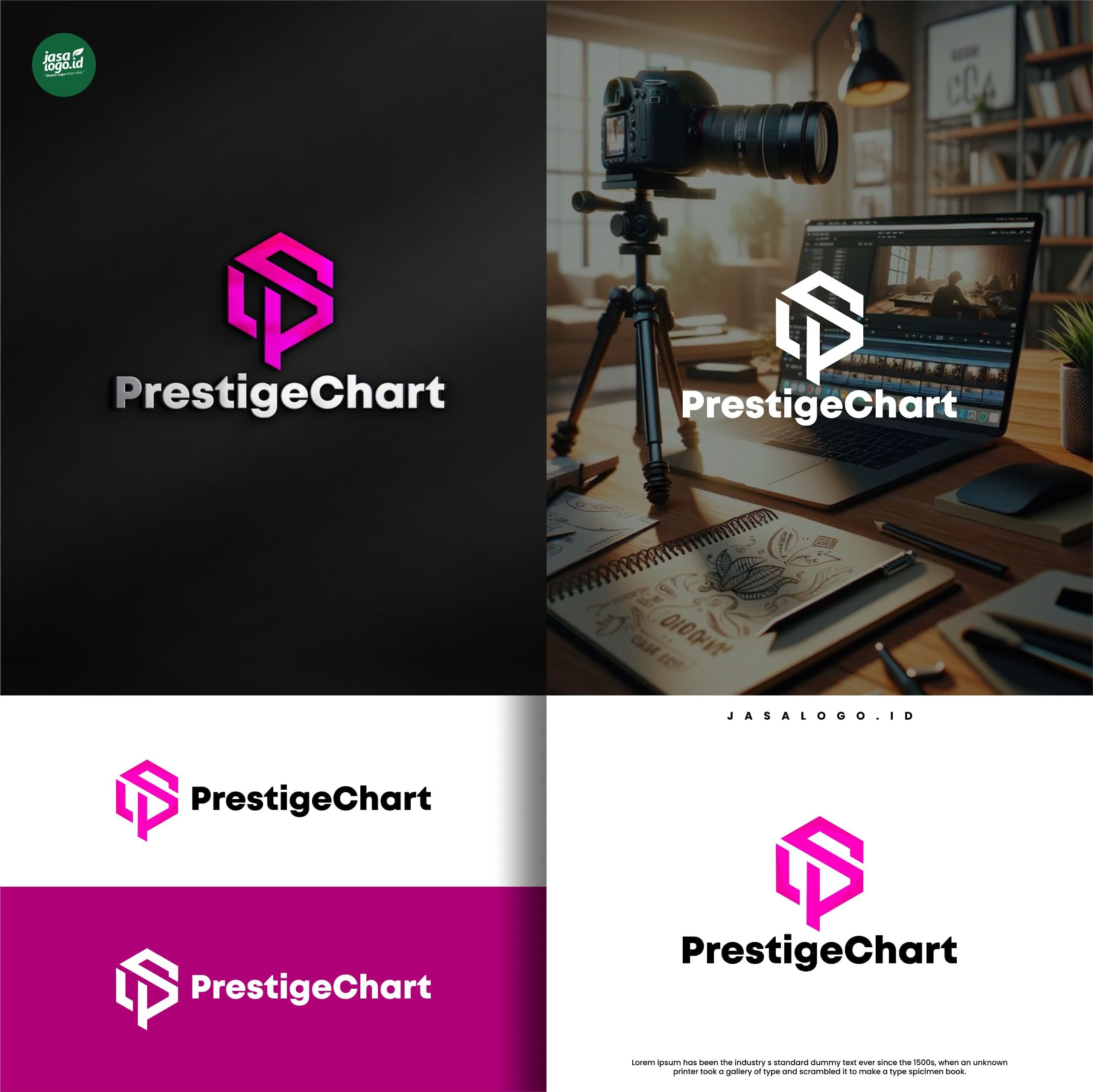 Kesan Visual Warna Pink dan Ungu dalam Desain Logo Logo PrestigeChart