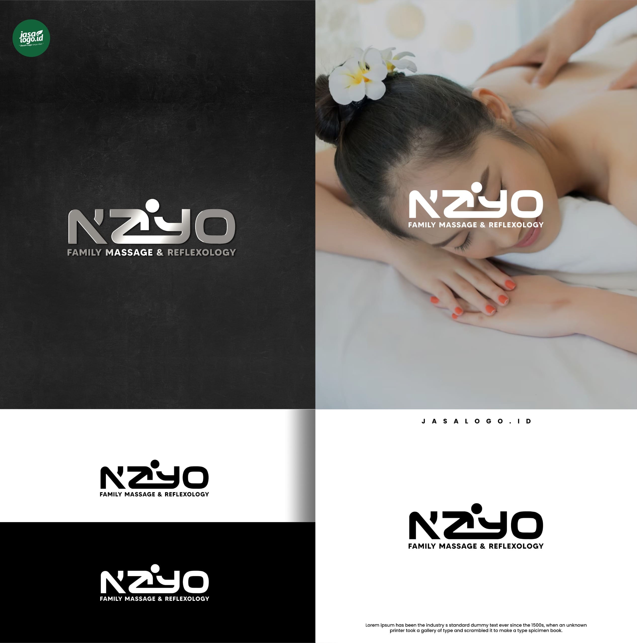 Desain Logo Massage Profesional Nziyo Family Reflexology